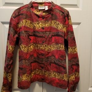 Chico"s Design Red & Brown‎ Jean Like Jacket Size 3